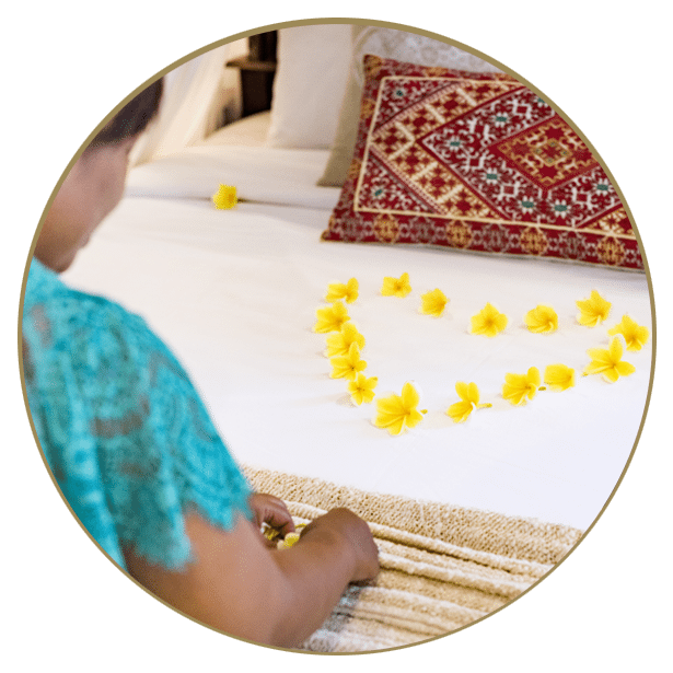 heart on the bed in petals at our Bali Healing Retreat Sanctuary for Women