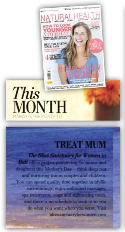 Natural Health Magazine: Treat Mum - The Bliss Sanctuary for Women in Bali