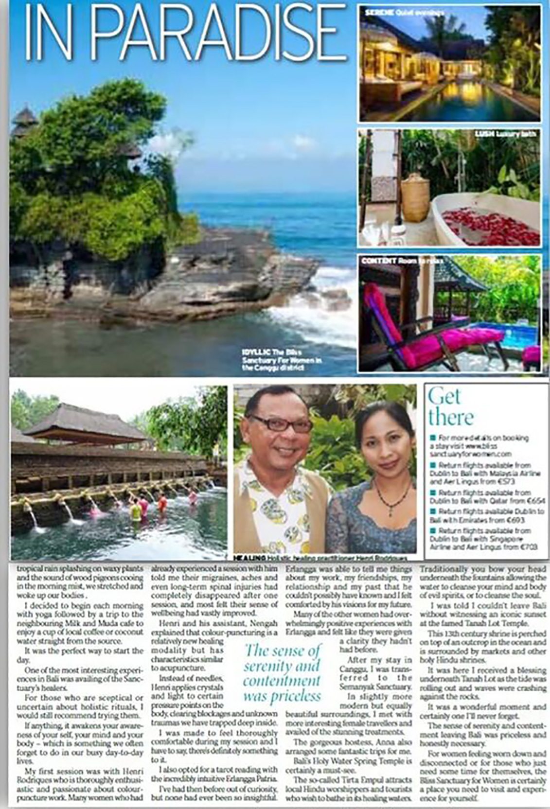 Irish Daily Mirror: Having a Bali in Paradise - Claire Scott