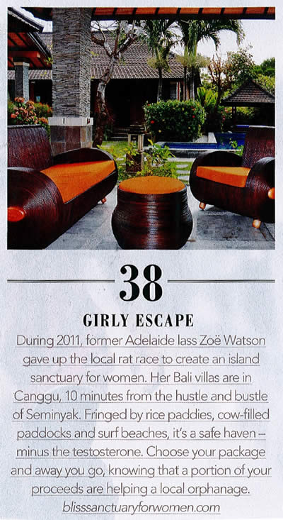 Adelaide Magazine: Girly Escape