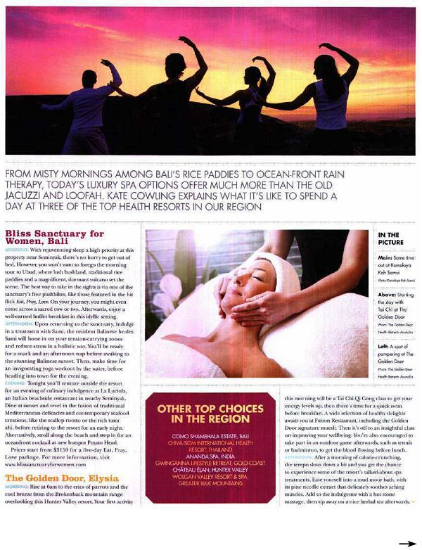Travel Weekly Magazine: The Latest in Lux – Bliss Sanctuary For Women, Bali