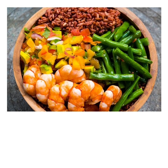Unlimited food at Bliss Bali Retreat - Prawn and Bliss Salsa Healthy Bowl