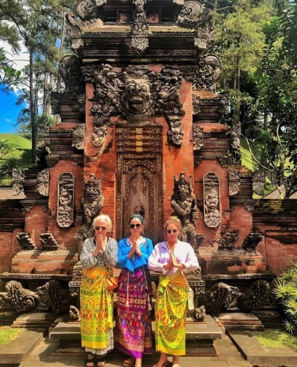 Lydia, Georgia and Debbie Bright at Bali temple
