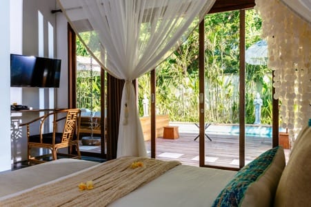 Gorgeous bedroom overlooking the pool Bali retreat