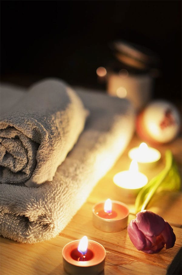 Candles in spa setting