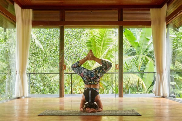 Yoga practice in Bliss Bali retreat