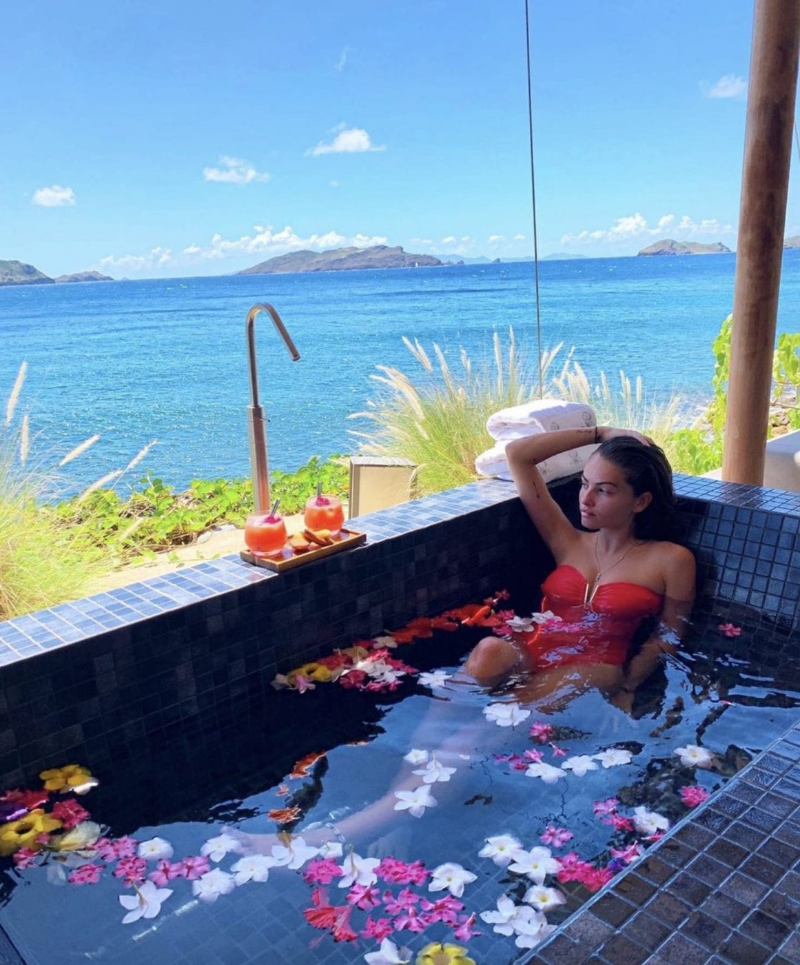 Thylane Blondeau enjoyed a bath with a view. Credit: Instagram