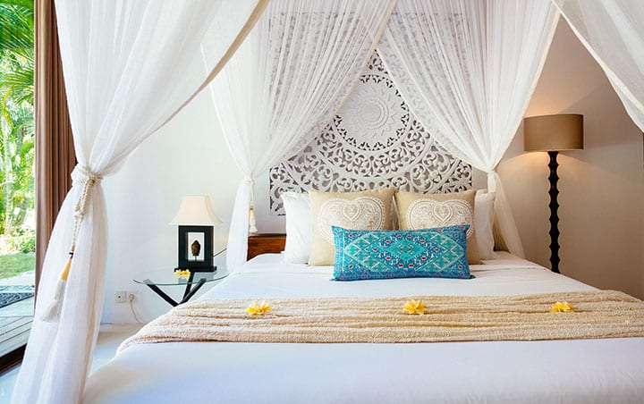 Bliss Bali retreat king size bed in luxurious Pool Room
