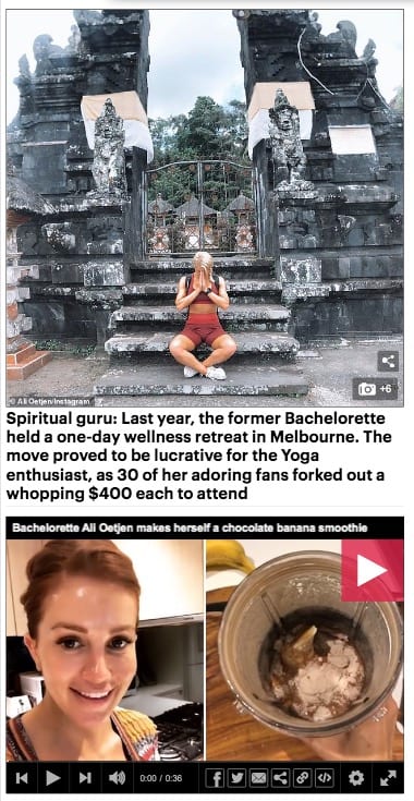 Bachelorette Ali Oetjen at Bliss Bali retreat, Daily Mail Australia
