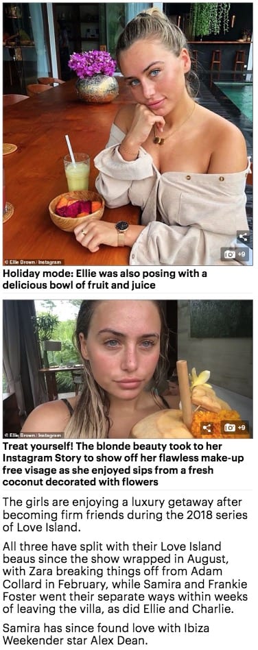 Love Island Ellie Brown at Bliss Bali retreat, Daily Mail