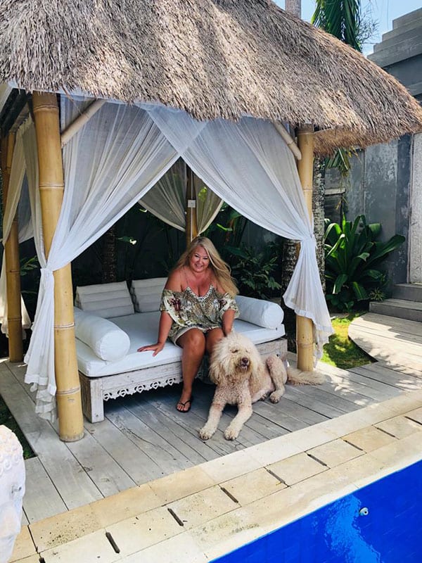 Zoe Watson Bliss Bali retreat founder by the pool