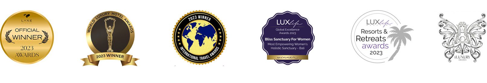 Bliss Sanctuary for Women awards logos 2023