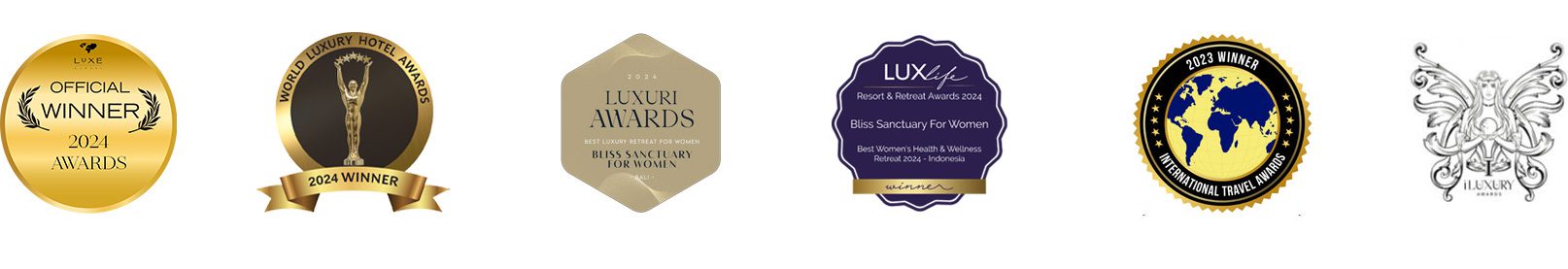 Bliss Sanctuary for Women awards logos 2023