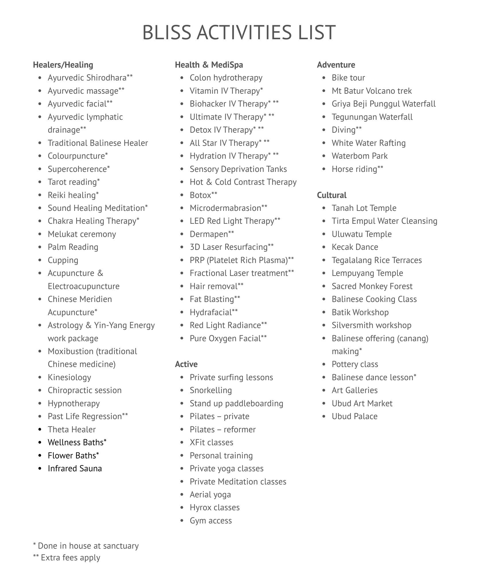 Bliss Activities List